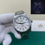 Omega Aqua Terra White Dial Blue Hands